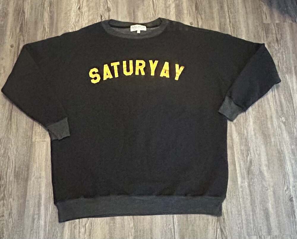 "Saturyay" Black Pullover Long Sleeve Crew Neck- Adult Small